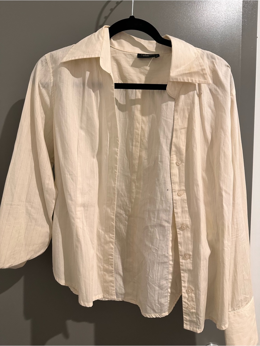 Van Heusen Cream Button-Front Blazer Shirt